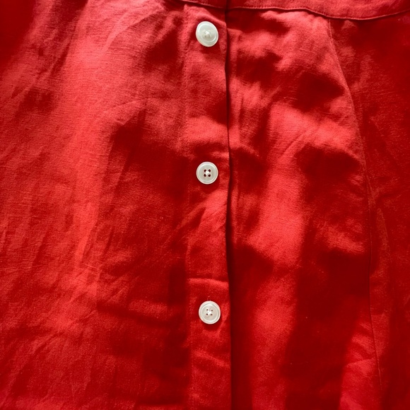 Loft | Midi Skirt Linen Blend Button Front - Picture 3 of 5